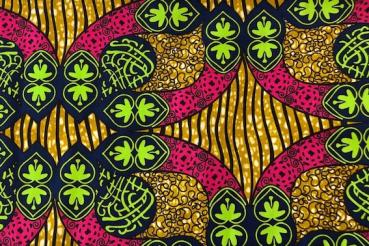 Preview: PINK LIME Waxprint Stoff